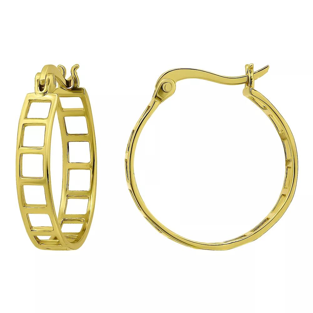 Aleure Precioso Sterling Silver Ladder Design Hoop Earrings, Women's, Gold Tone Product Image