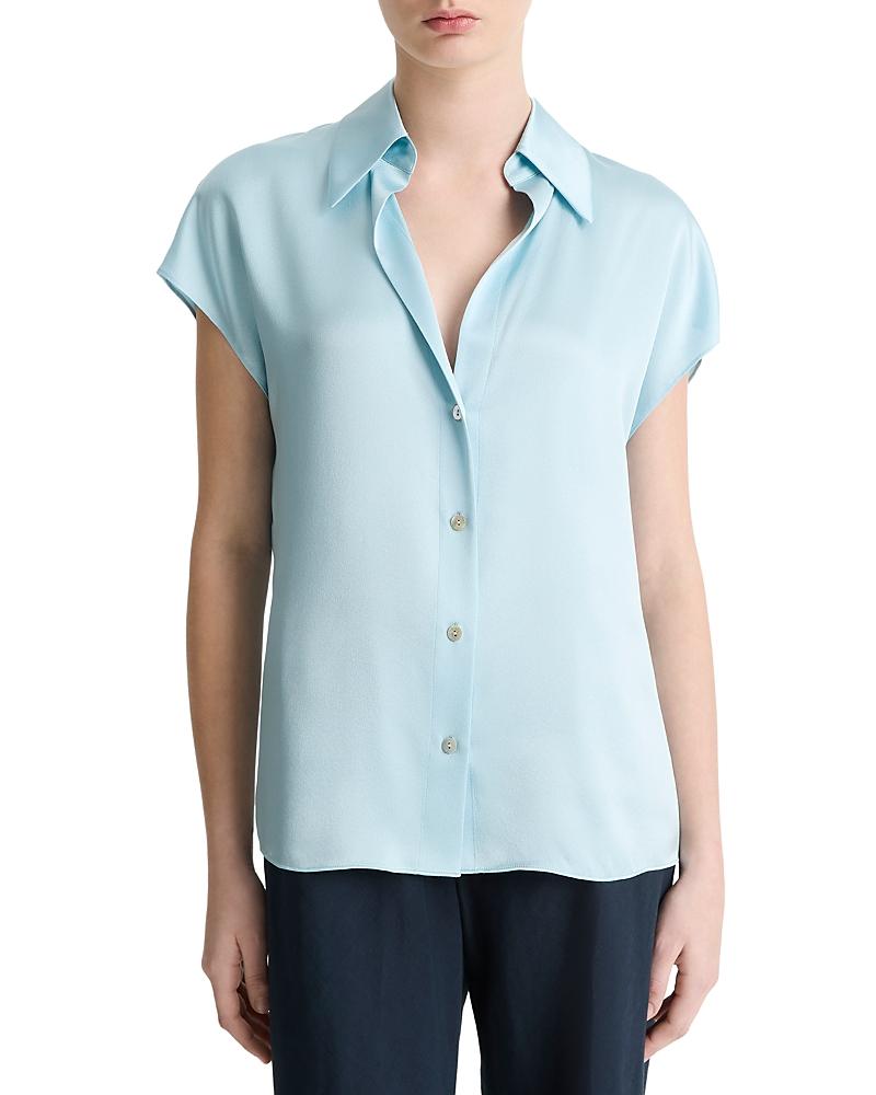 Womens Cap-Sleeve Silk Blouse Product Image
