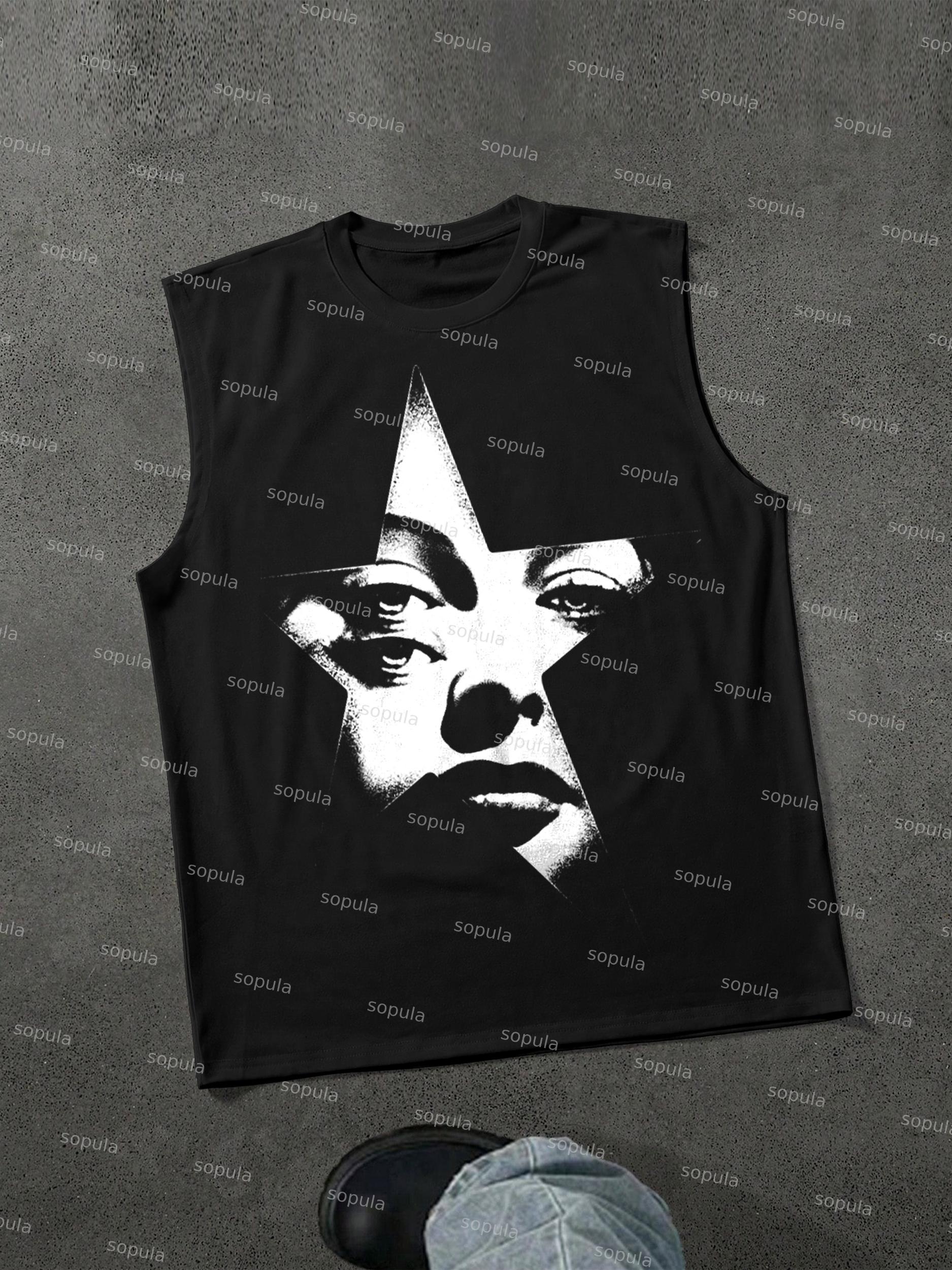 Vintage Abstract Portrait Print Graphic Tank Top Product Image