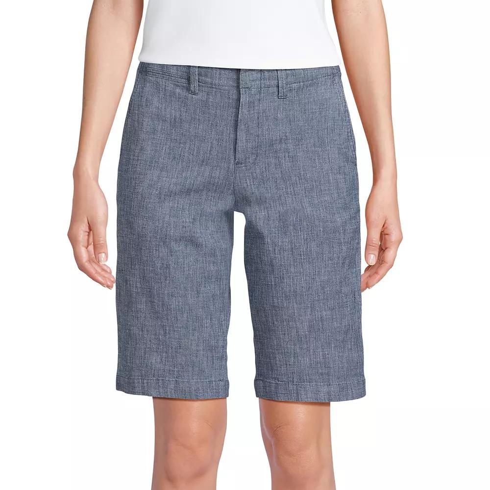 Women's Lands' End Elastic Back Classic 12" Chambray Shorts, Size: 16, Evening  Chambray Product Image