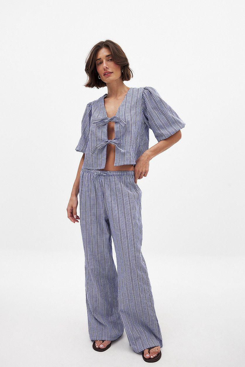 Cotton Straight Mid Waist Pants Product Image