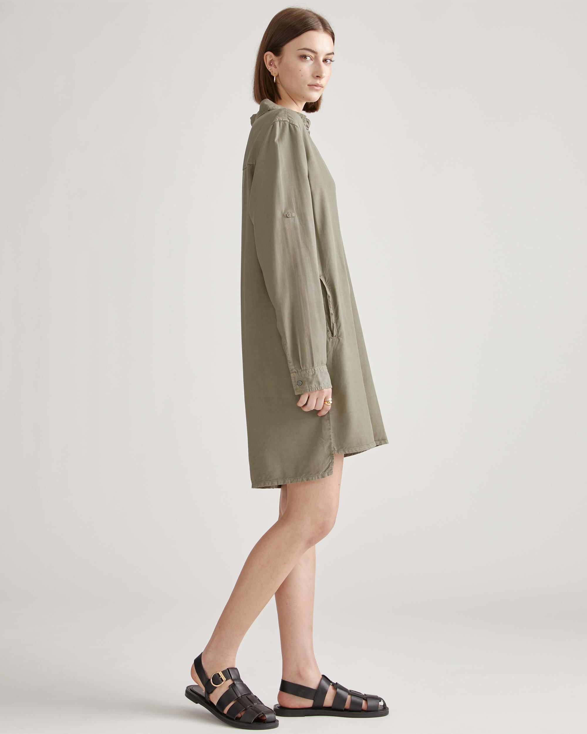 Quince | Women's Vintage Wash Tencel Roll Sleeve Tunic Dress Size XS Product Image