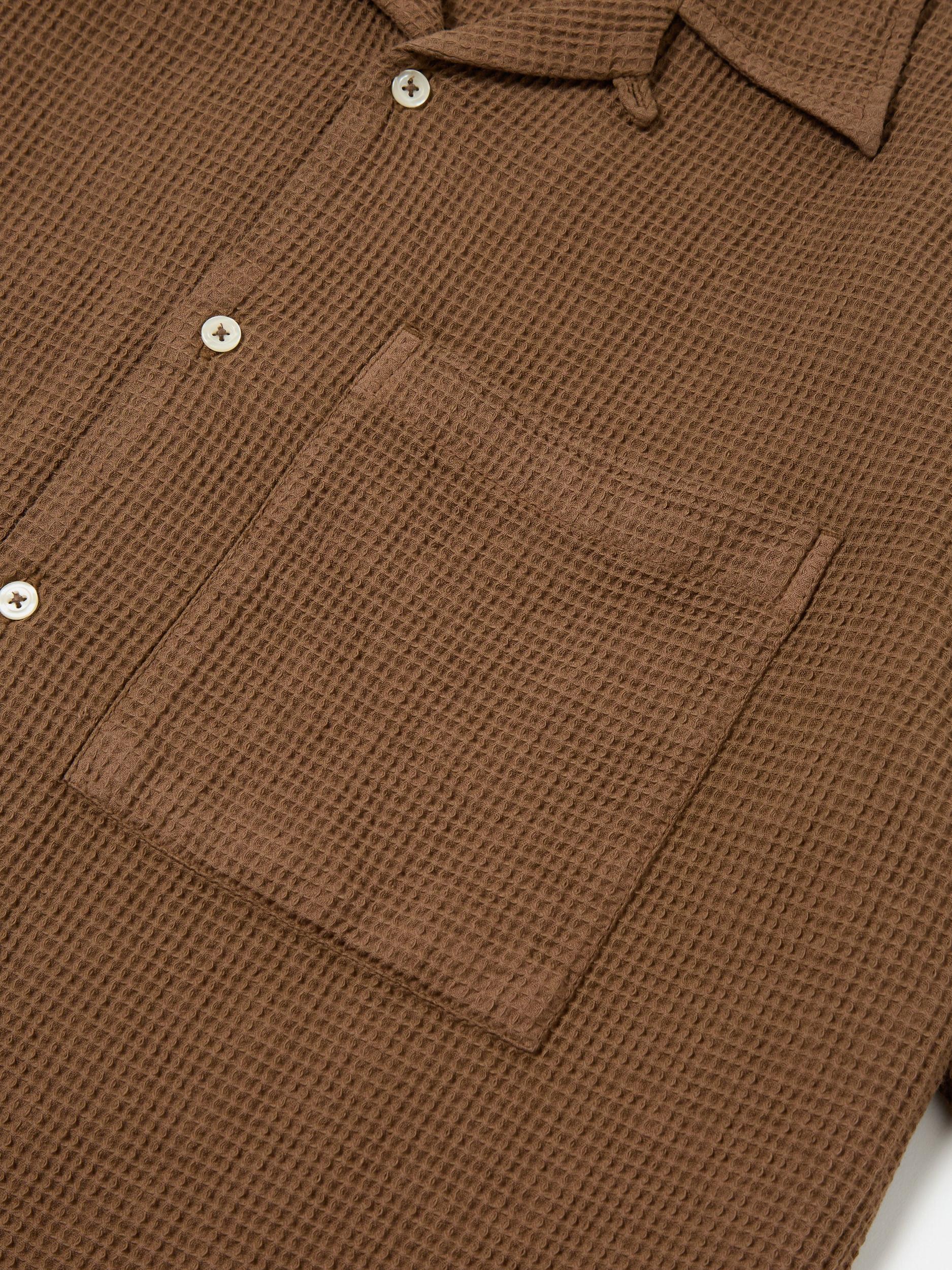 Universal Works Camp Shirt in Brown Japanese Waffle Product Image