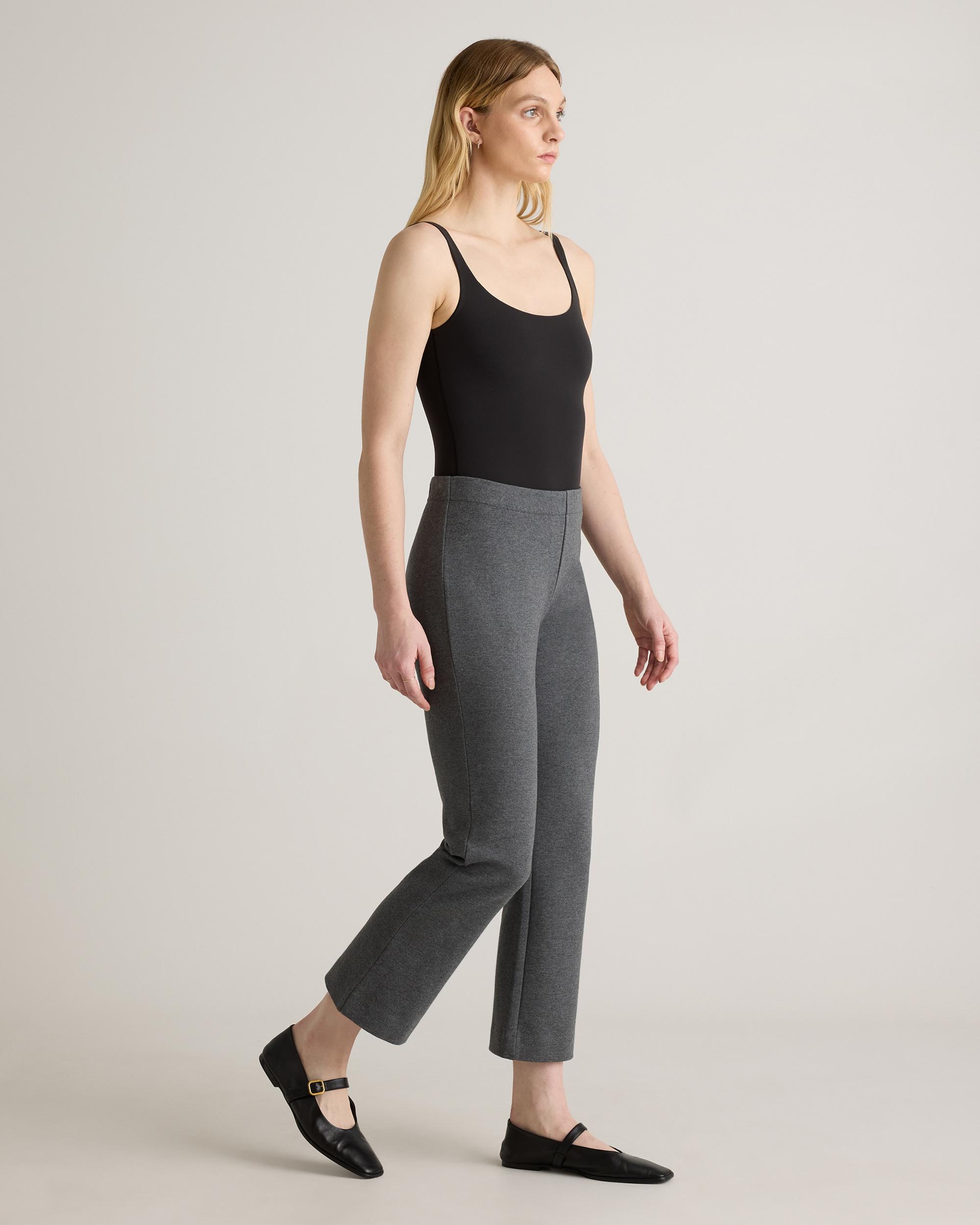 Quince | Women's Double Knit Kick Flare Pants Organic Cotton Product Image