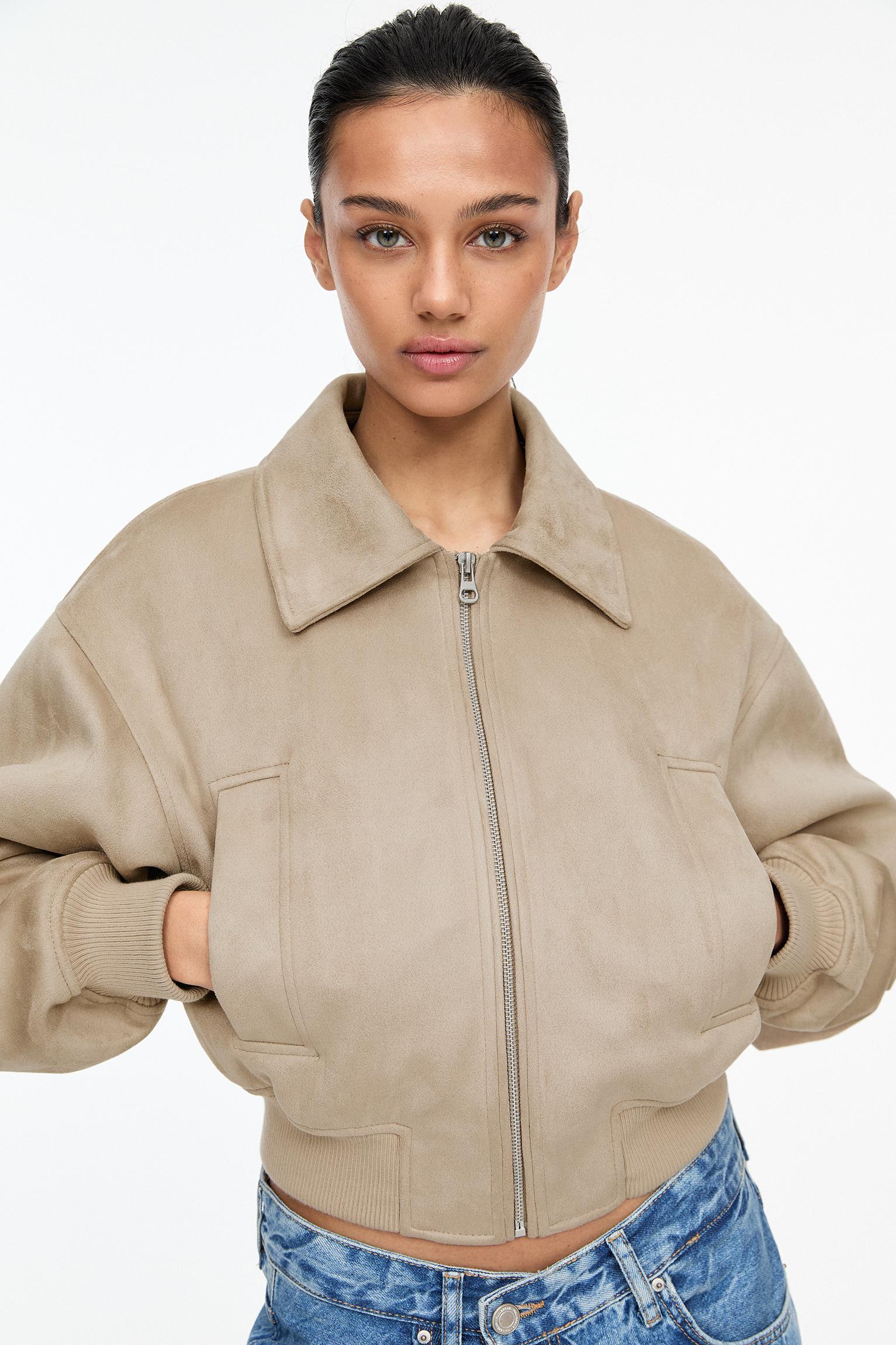 Faux suede bomber jacket Product Image