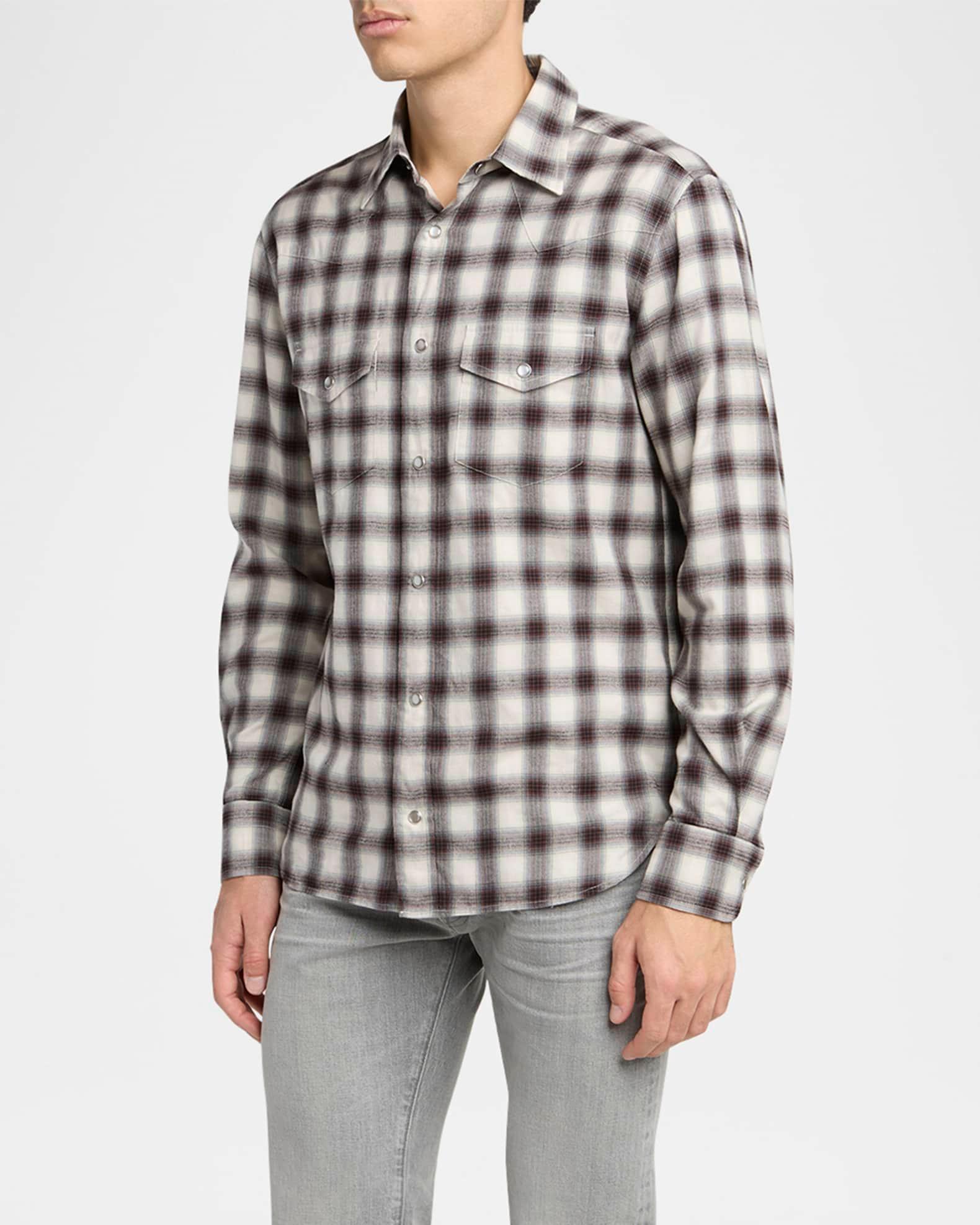 Men's Small Buffalo Plaid Slim Fit Western Shirt Product Image