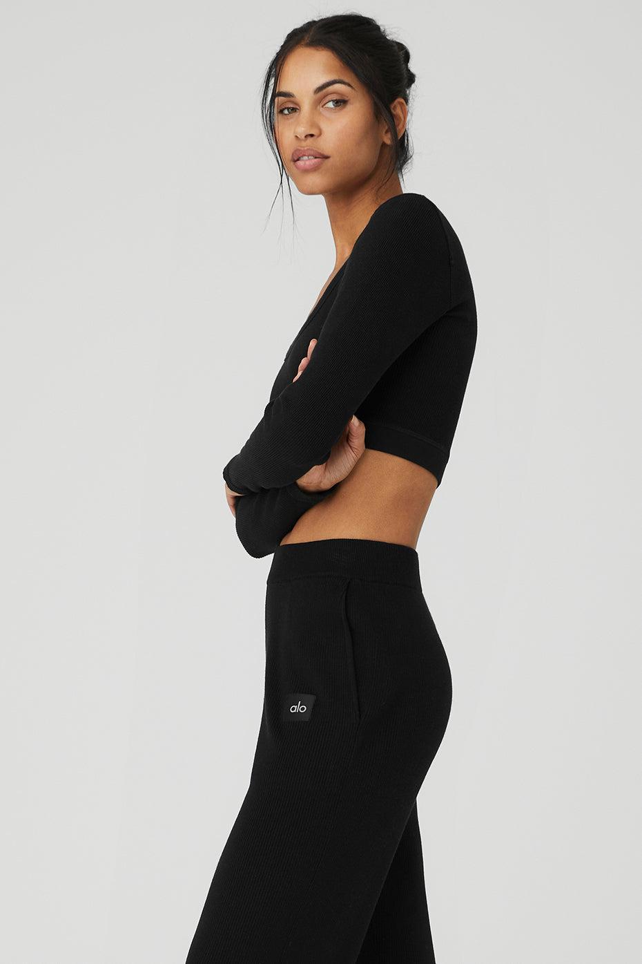 ALO | Seamless Ribbed Cropped Serene Long Sleeve Top Product Image