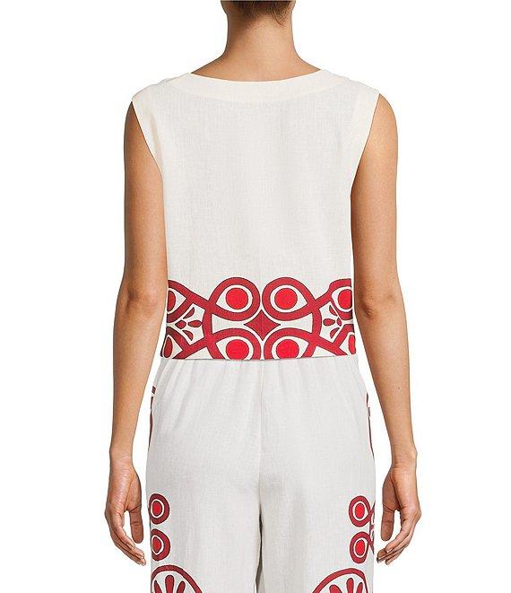 Antonio Melani Goldie Linen Blend Round Neck Sleeveless Coordinating Blouse Product Image