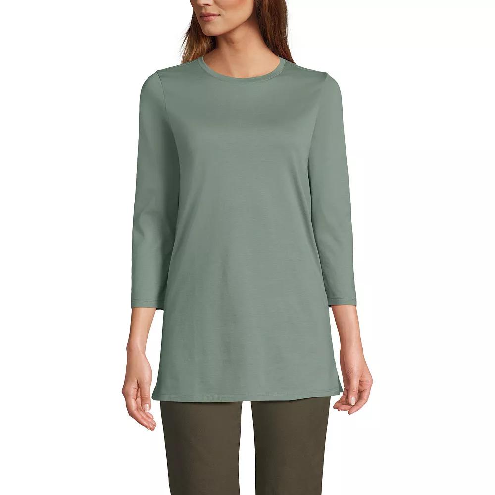 Petite Lands' End 3/4-Sleeve Supima Cotton Crewneck Tunic, Women's,  Product Image