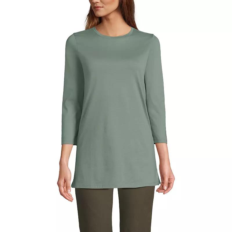 Petite Lands' End 3/4-Sleeve Supima Cotton Crewneck Tunic, Women's,  Product Image