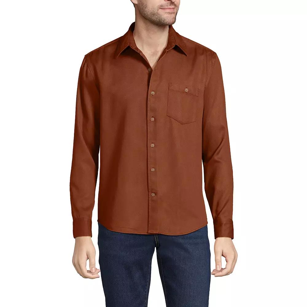 Men's Lands' End Relaxed Twill Shirt, Size: Large, Antique Alabaster Product Image