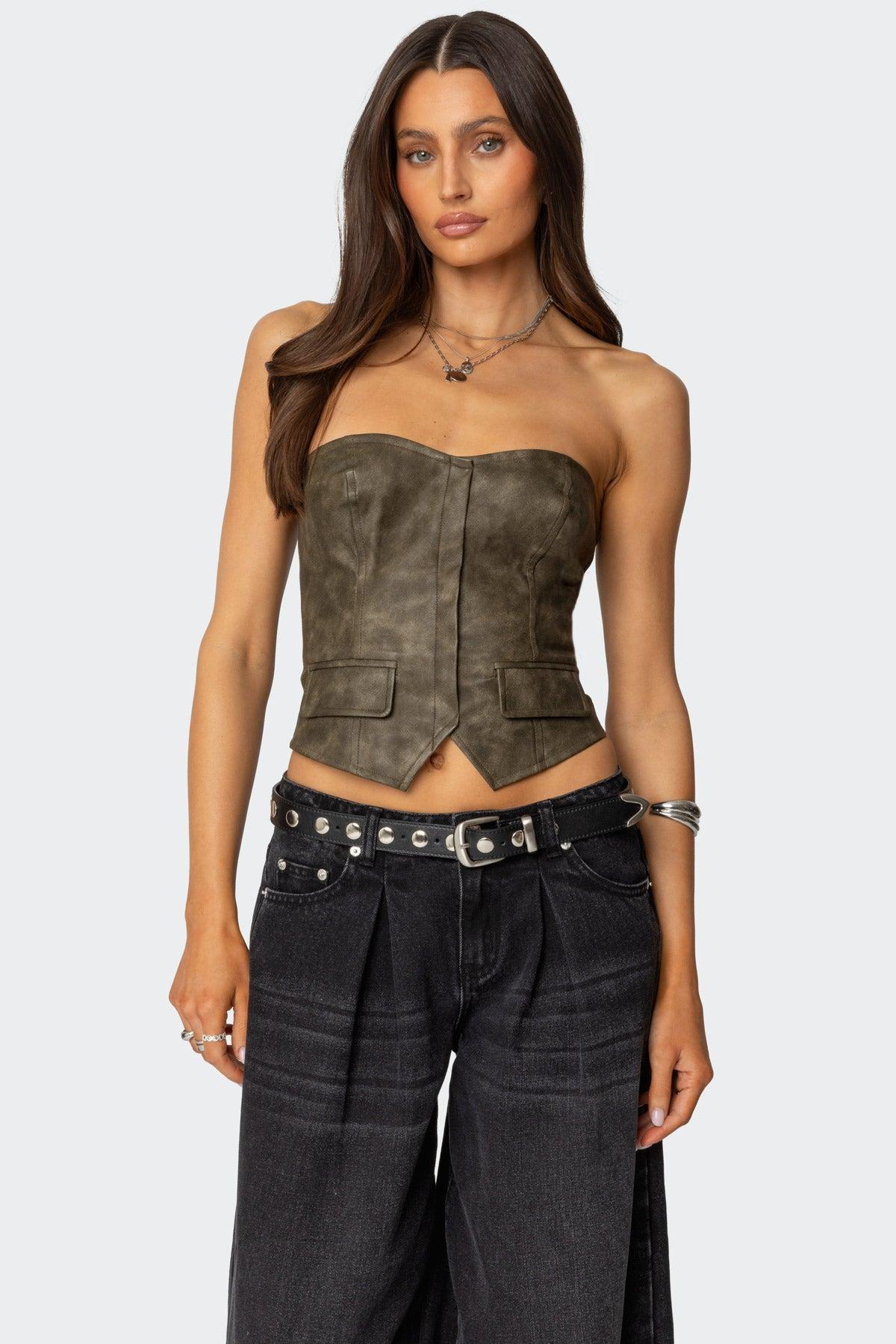 Maysen Faux Leather Corset Product Image