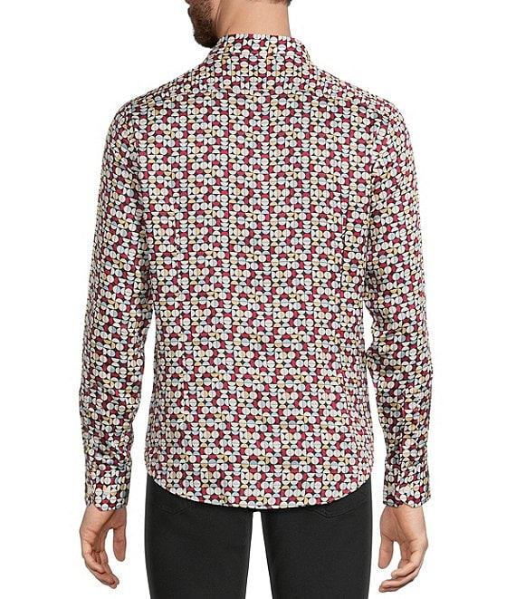 Murano The Murano Collection Slim Fit Geo Print Sateen Long Sleeve Woven Shirt Product Image