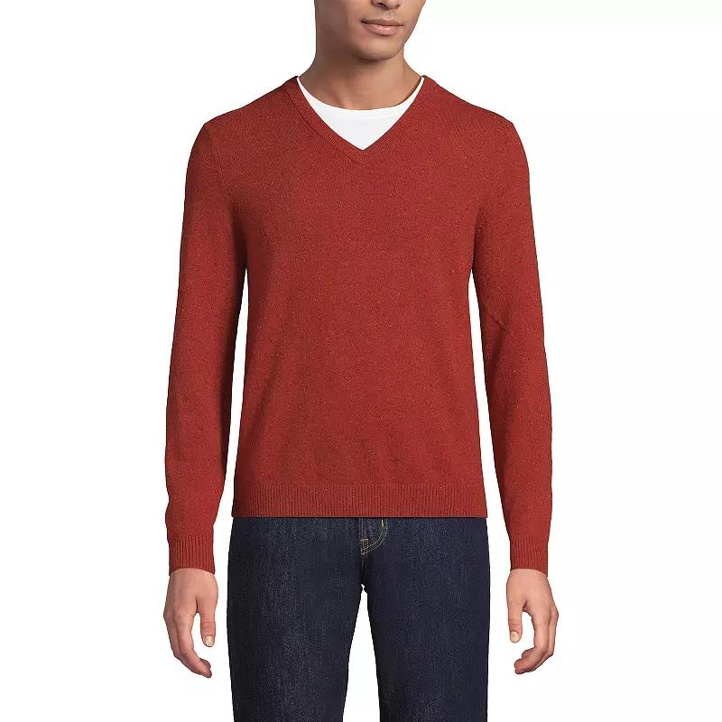 Men's Lands' End Fine-Gauge Cashmere V-neck Sweater,  Product Image