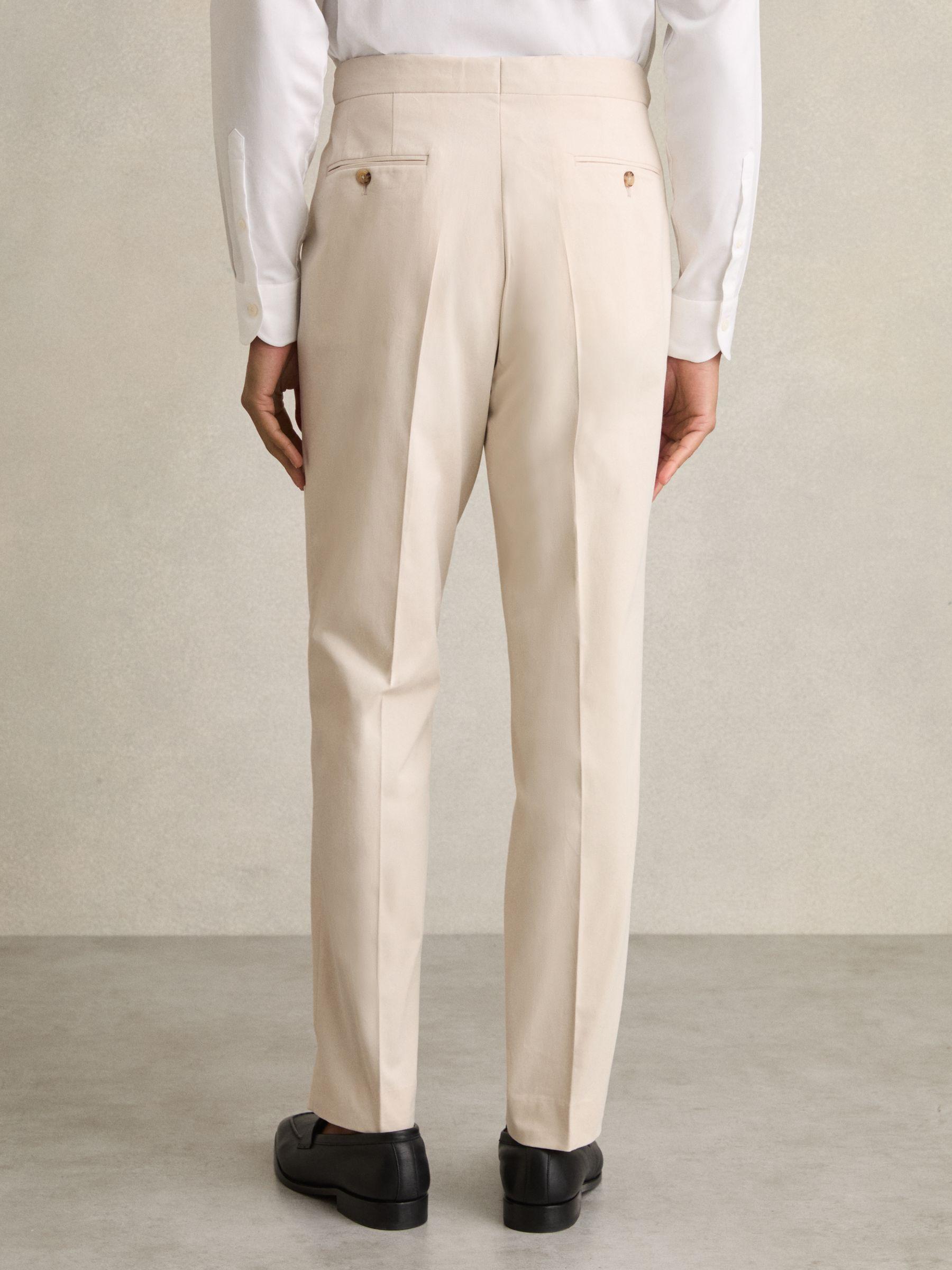 Cotton Slim-Fit Suit Trousers With Stretch in Stone Product Image
