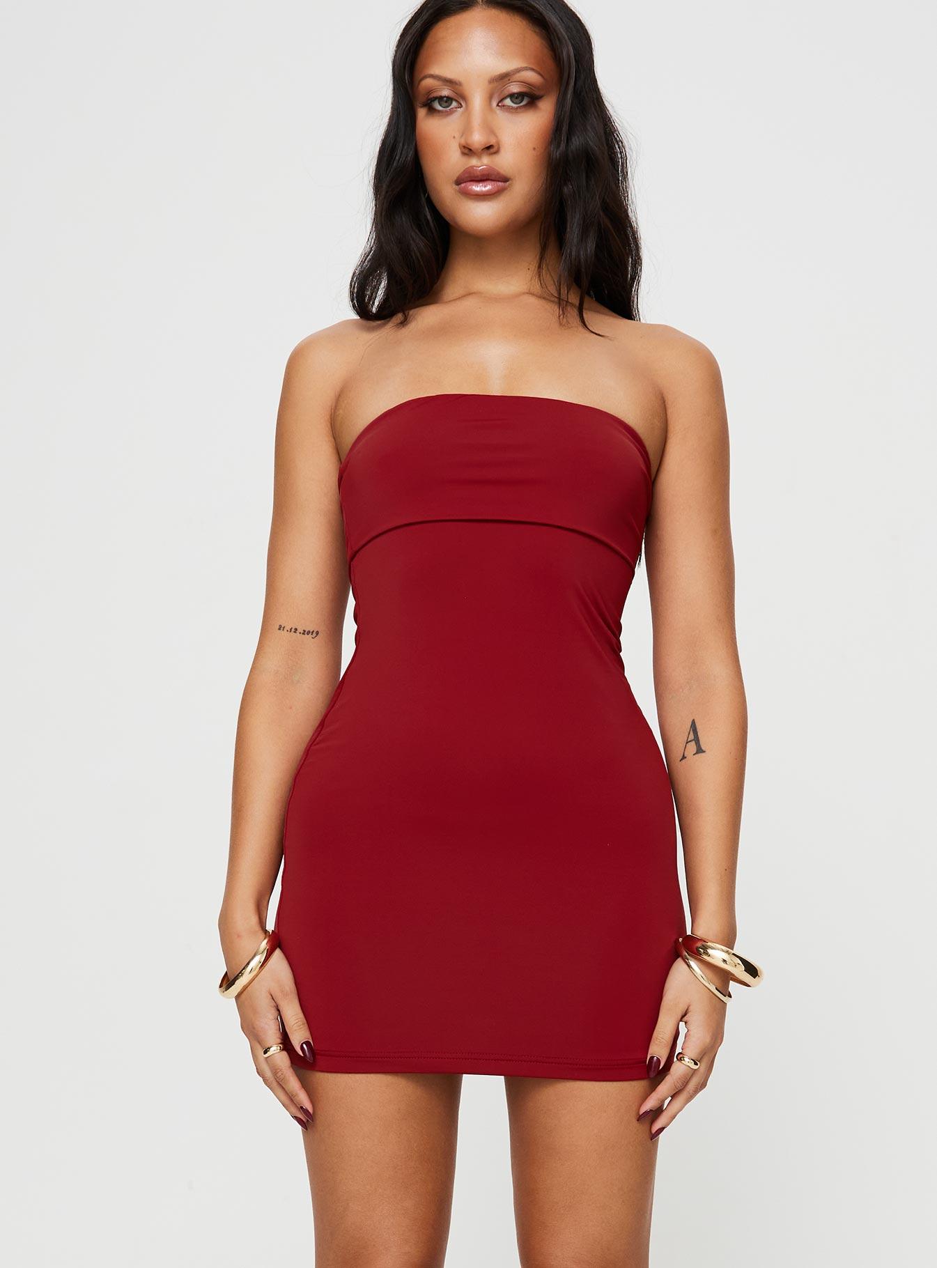 Strutter Strapless Mini Dress Red Product Image