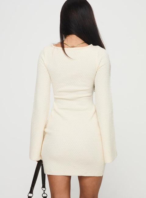 Malcalm Long Sleeve Mini Dress Cream Product Image