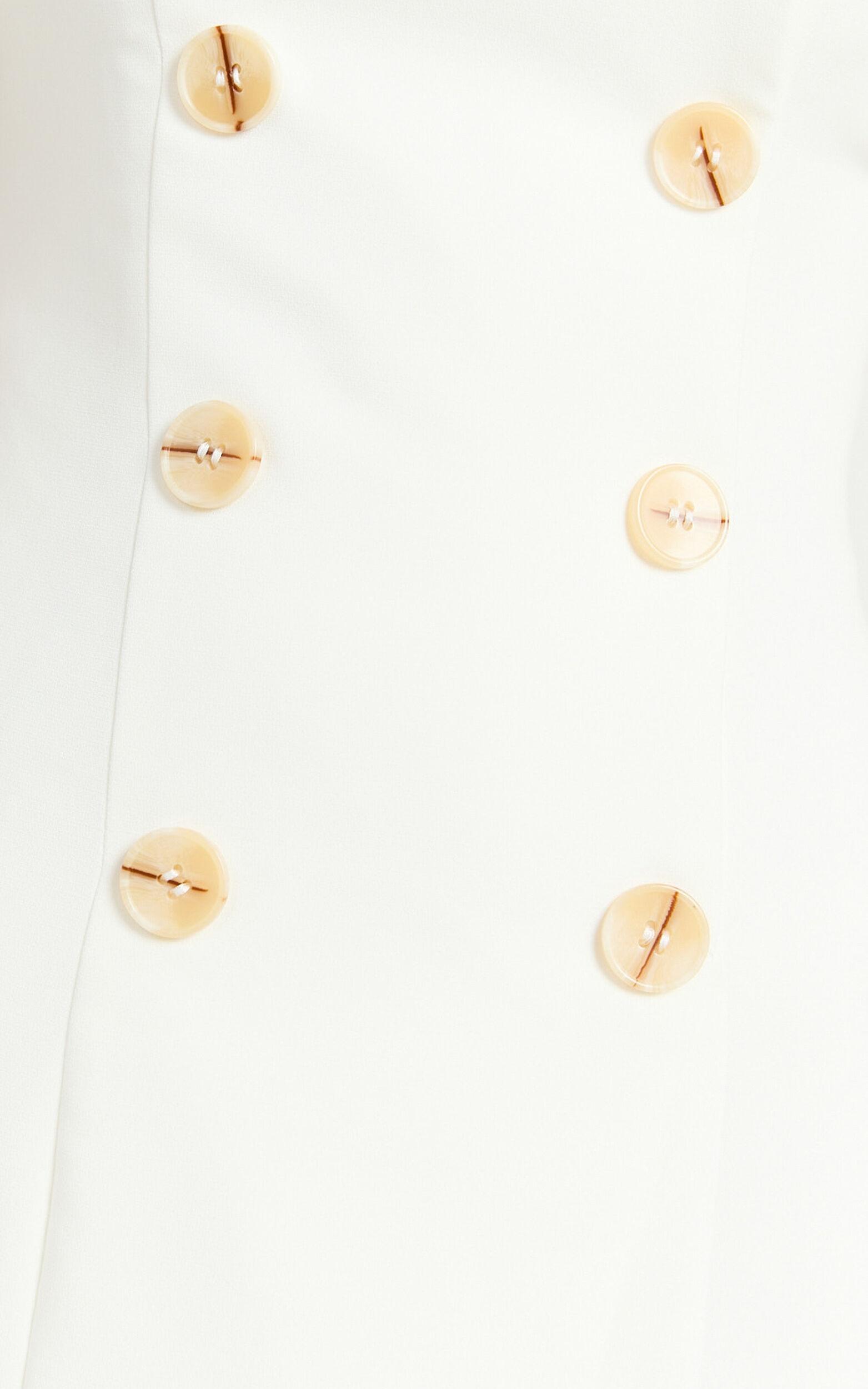 Carson Midi Dress - Strapless Double Breasted Wrap Fitted Dress in Off White Product Image