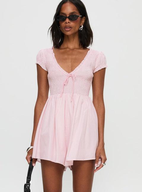 Wescott Stripe Playsuit Pink / White Product Image