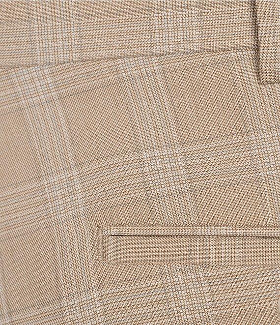Roundtree & Yorke Travel Smart Flat Front Classic Fit Textured Plaid Dress Pant Product Image