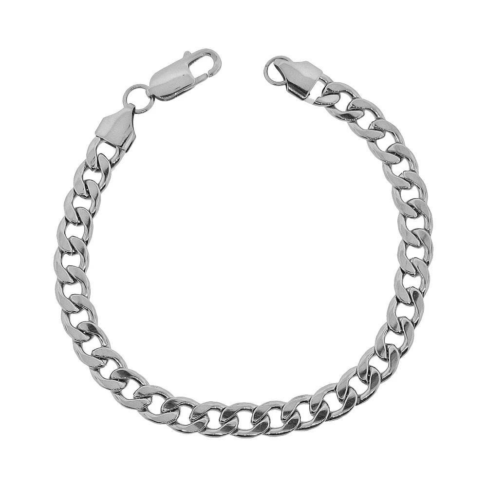 LYNX Stainless Steel Curb Chain Bracelet - 8.75-in., Men's, Size: 8.5", Grey Product Image