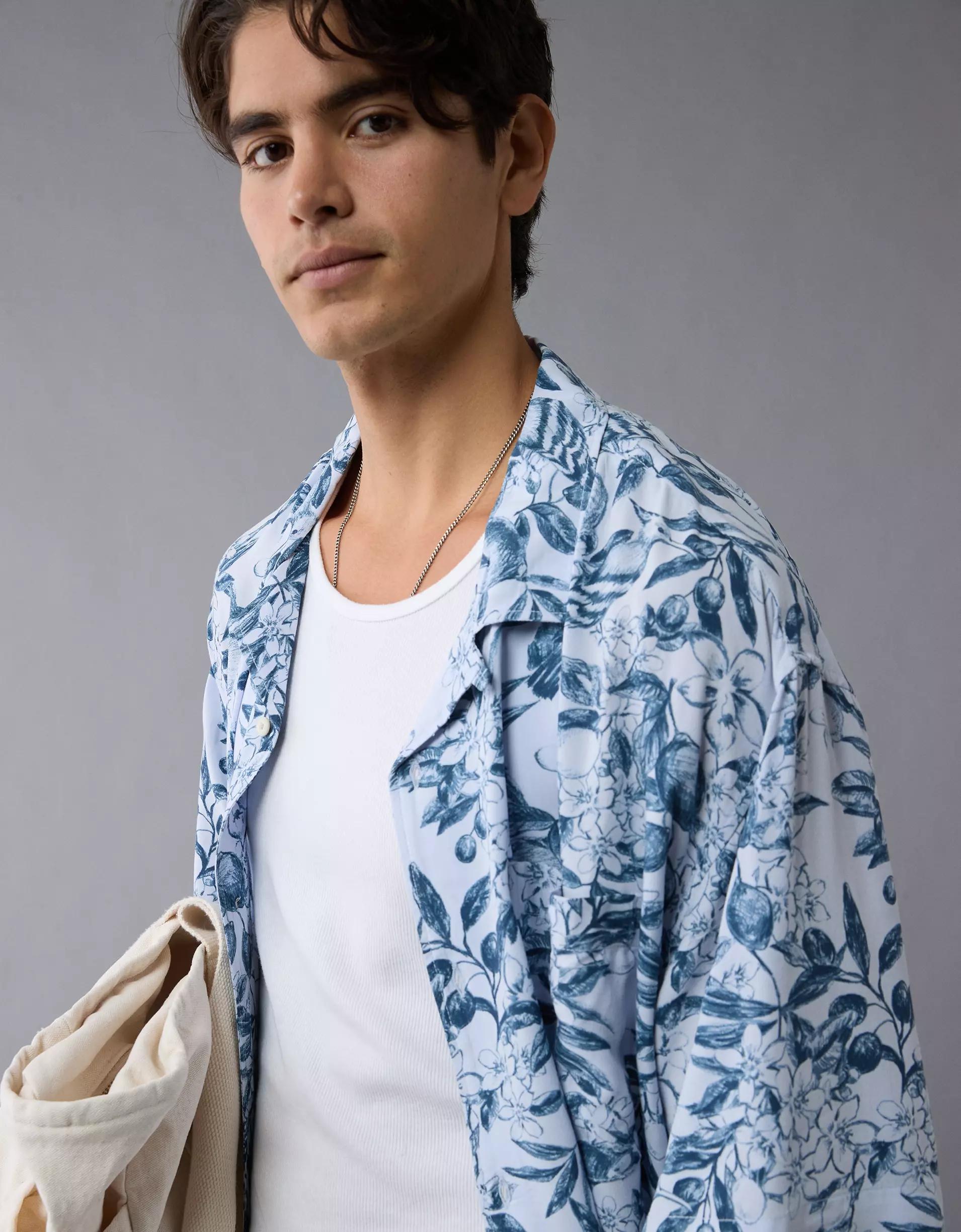 AE Poolside Floral Button-Up Shirt Product Image