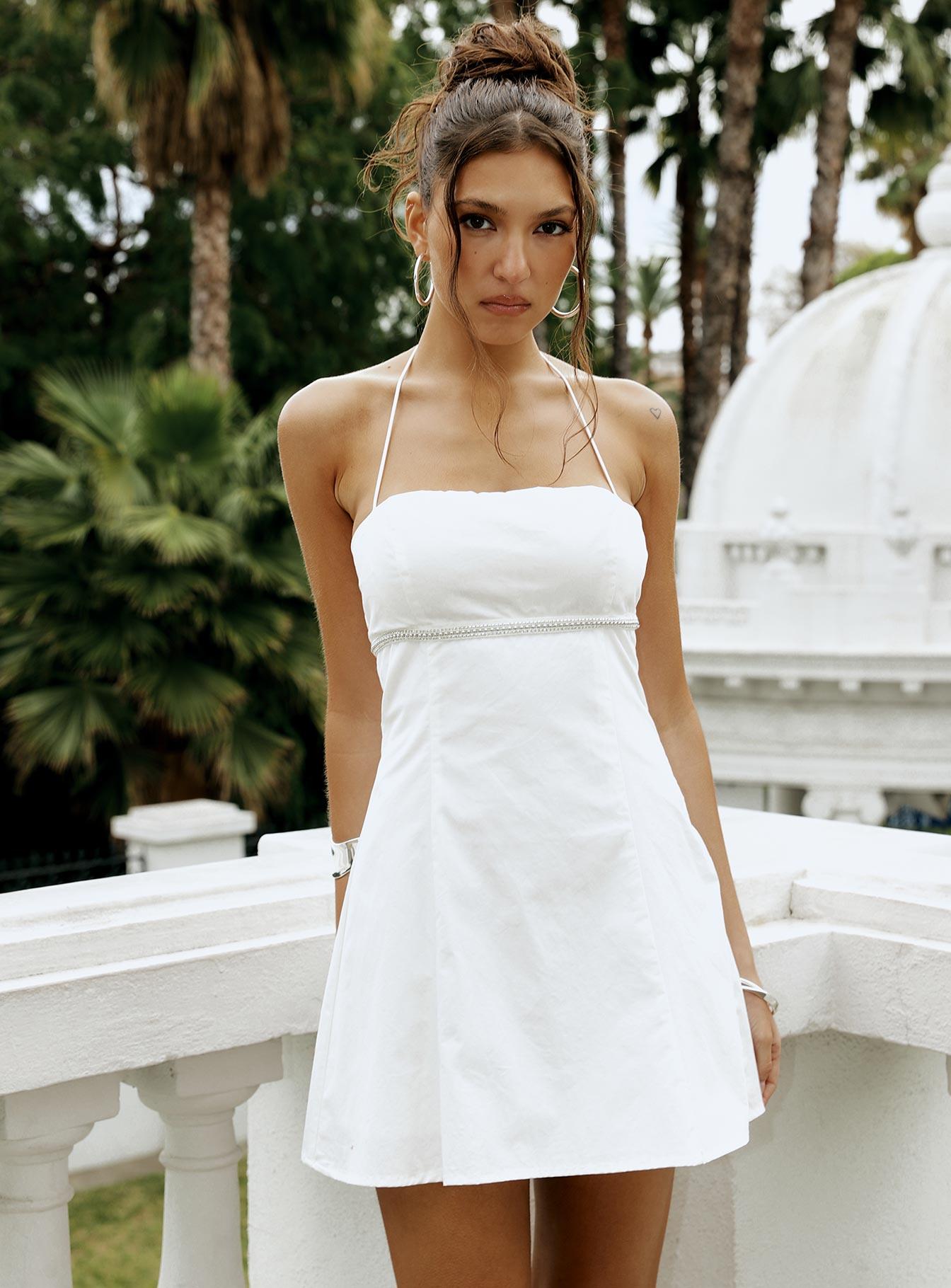 Just Promise Diamante Detail Mini Dress White Product Image