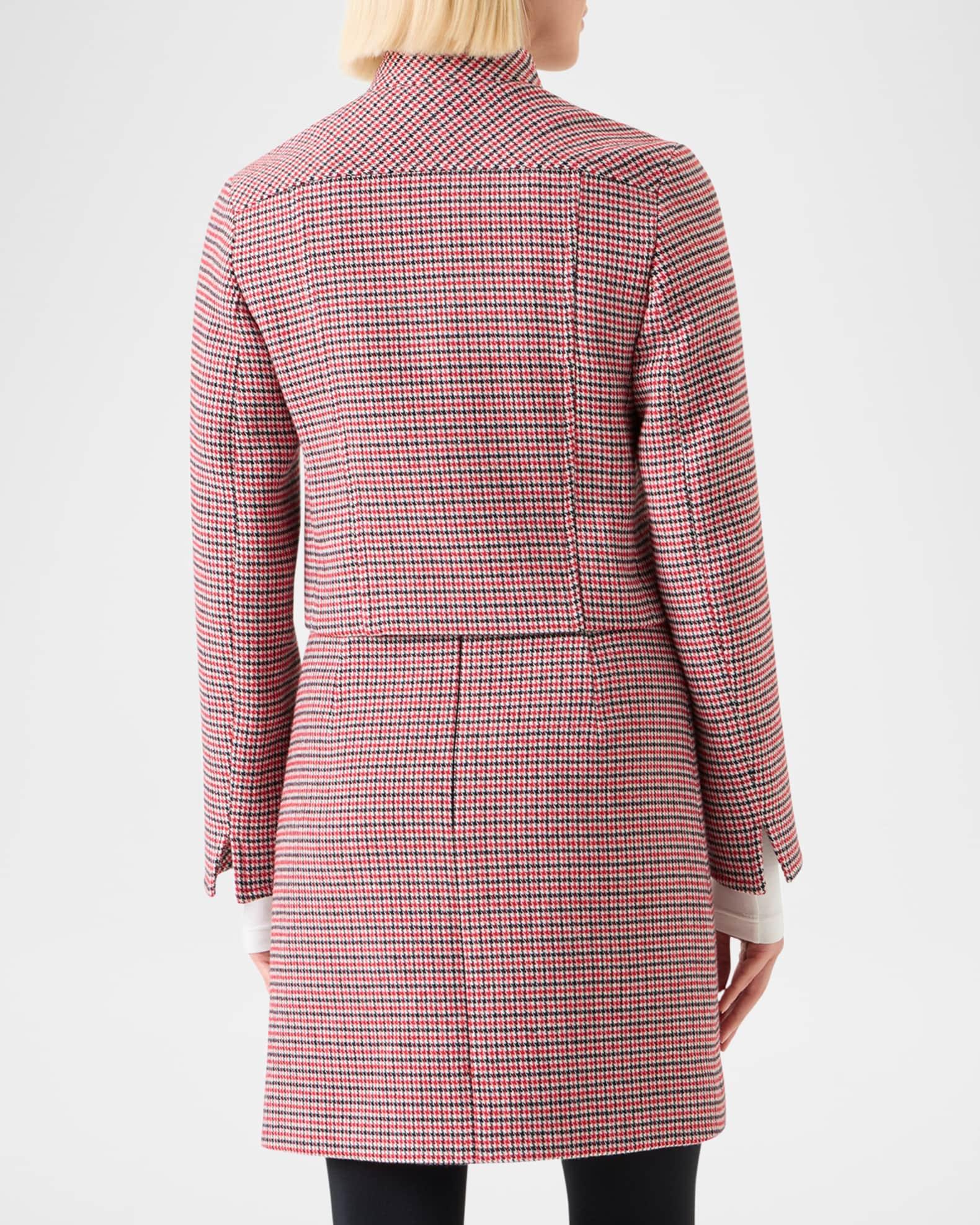 Houndstooth Wool Fresco Crop Bomber Jacket Product Image