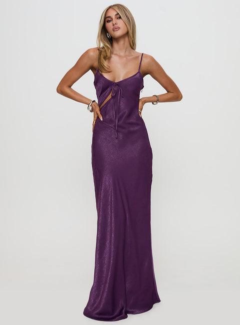 Linger Bias Cut Maxi Dress Purple Product Image