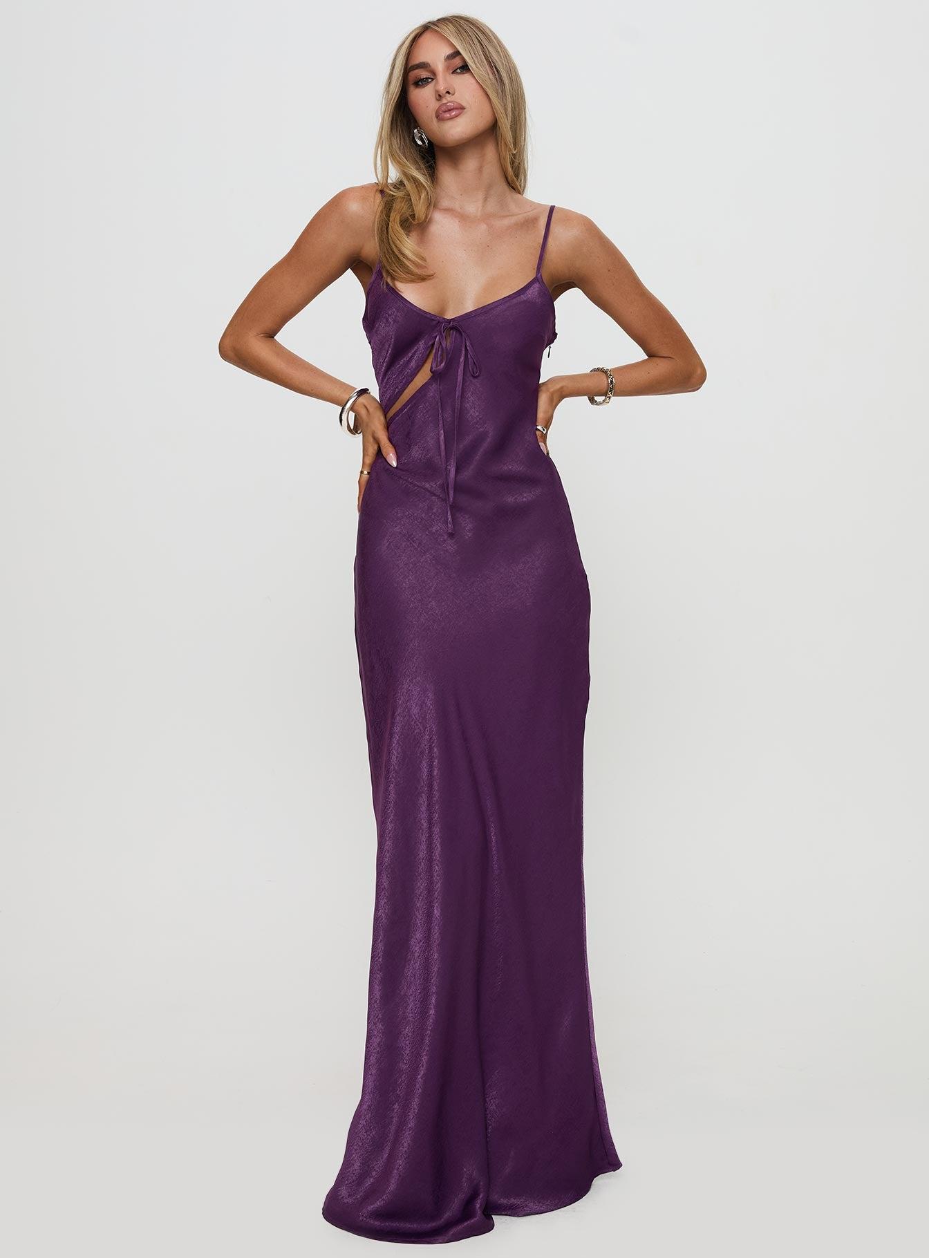 Linger Bias Cut Maxi Dress Purple Product Image