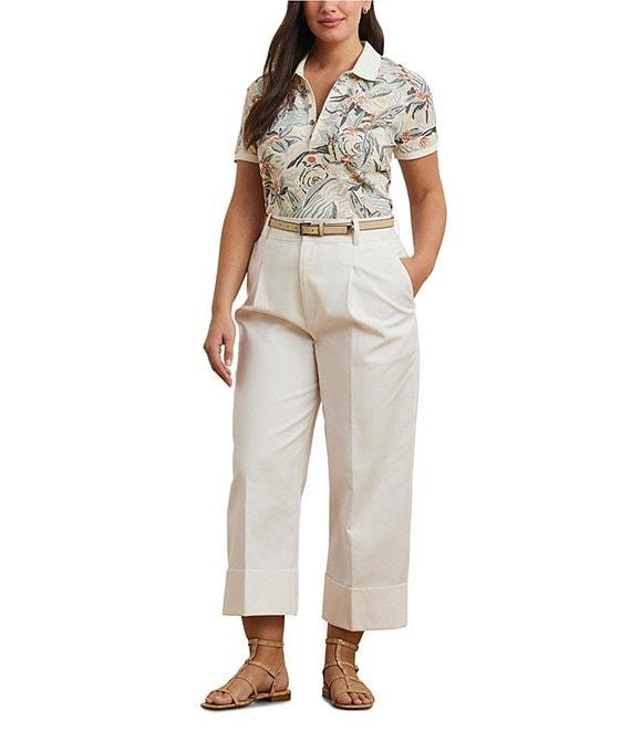 Lauren Ralph Lauren Plus Size Stretch Pique Printed Polo Shirt Product Image