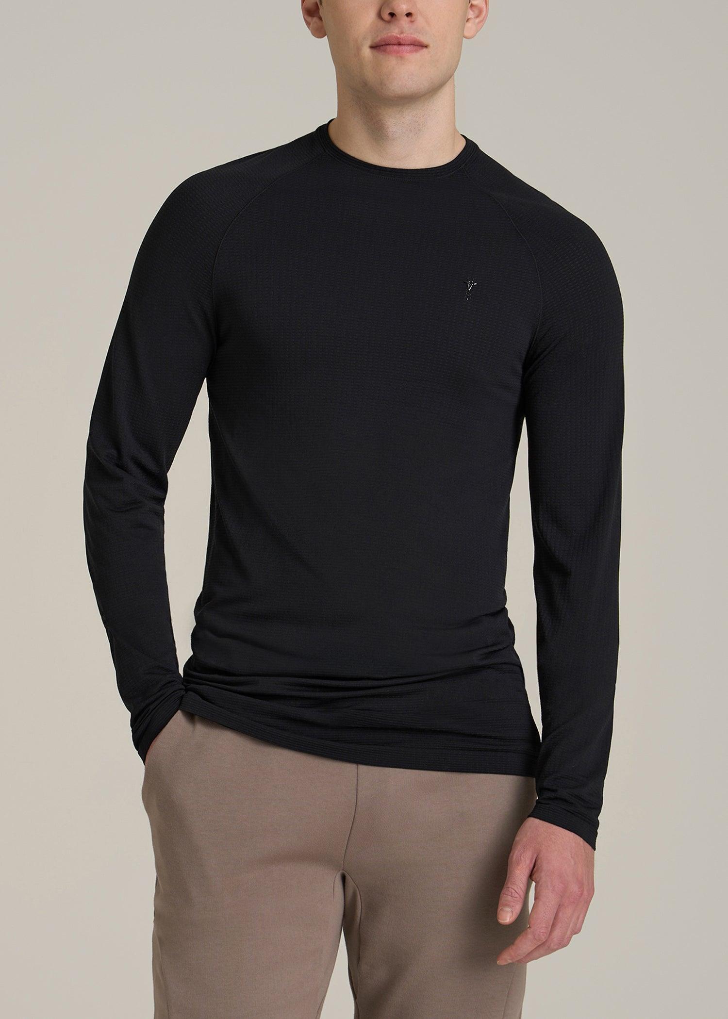 Long Sleeve Vented Training Top for Tall Men in Black Male Product Image