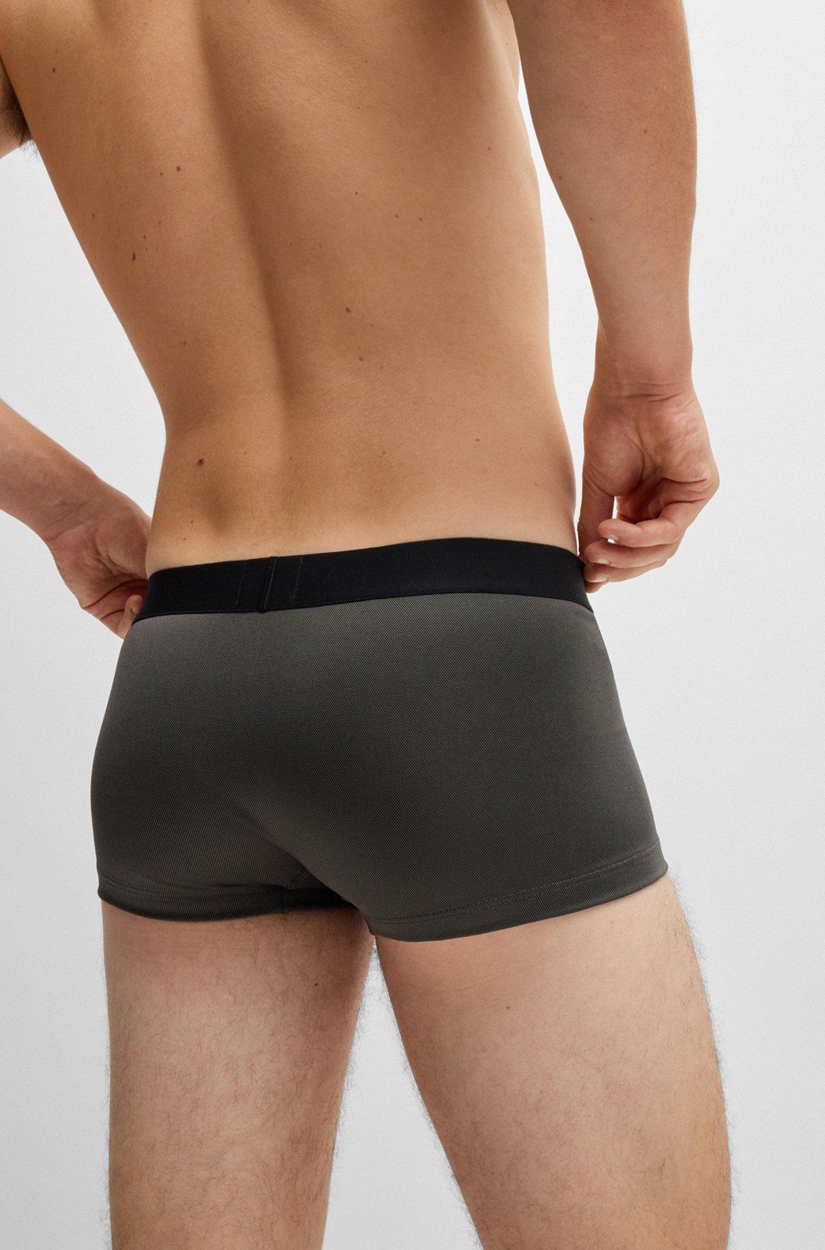 Shiny-piqué regular-rise trunks with logo waistband Product Image