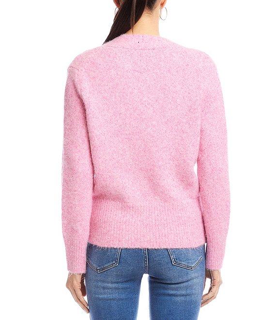 Karen Kane Surplice V-Neck Long Sleeve Crossover Faux Wrap Knit Top Product Image