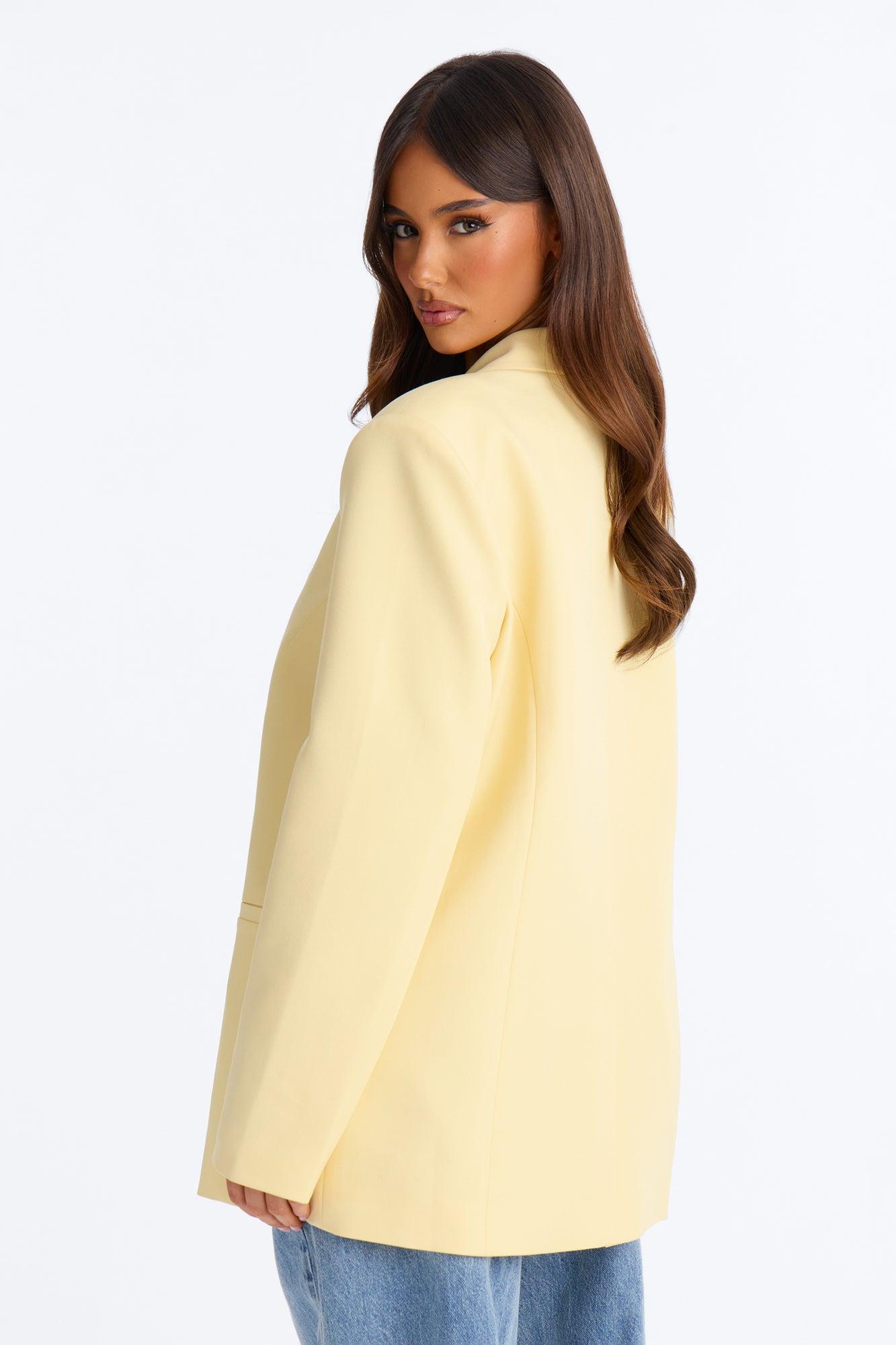 Big Goals Double Breasted Oversized Blazer - Butter Yellow Female Product Image