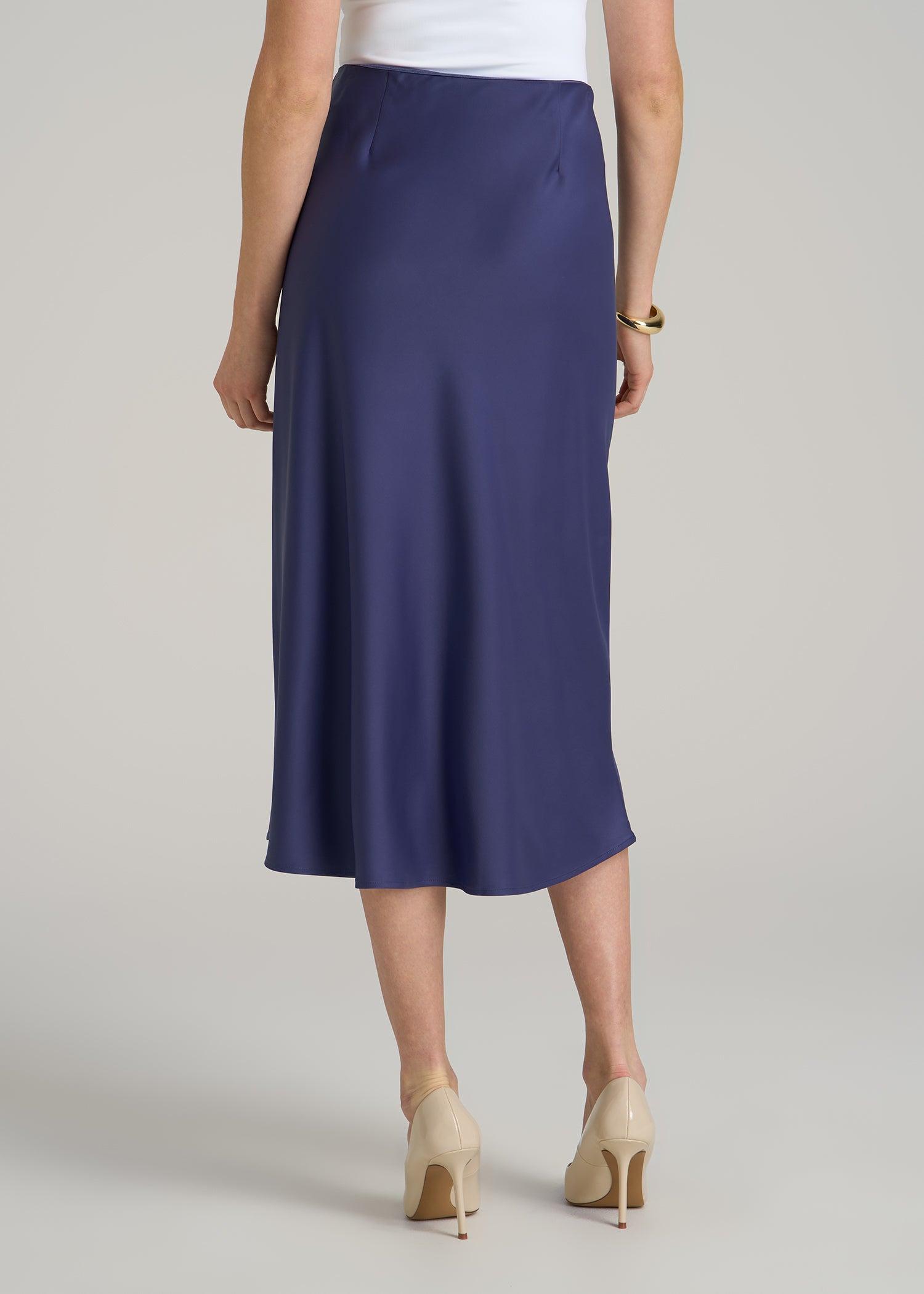 Pull On Satin Midi Skirt for Tall Women in Future Dusk Female Product Image
