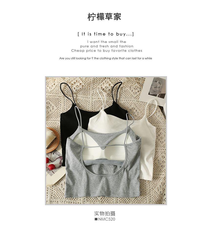 Open-Back Plain Cami Top with Pads Product Image