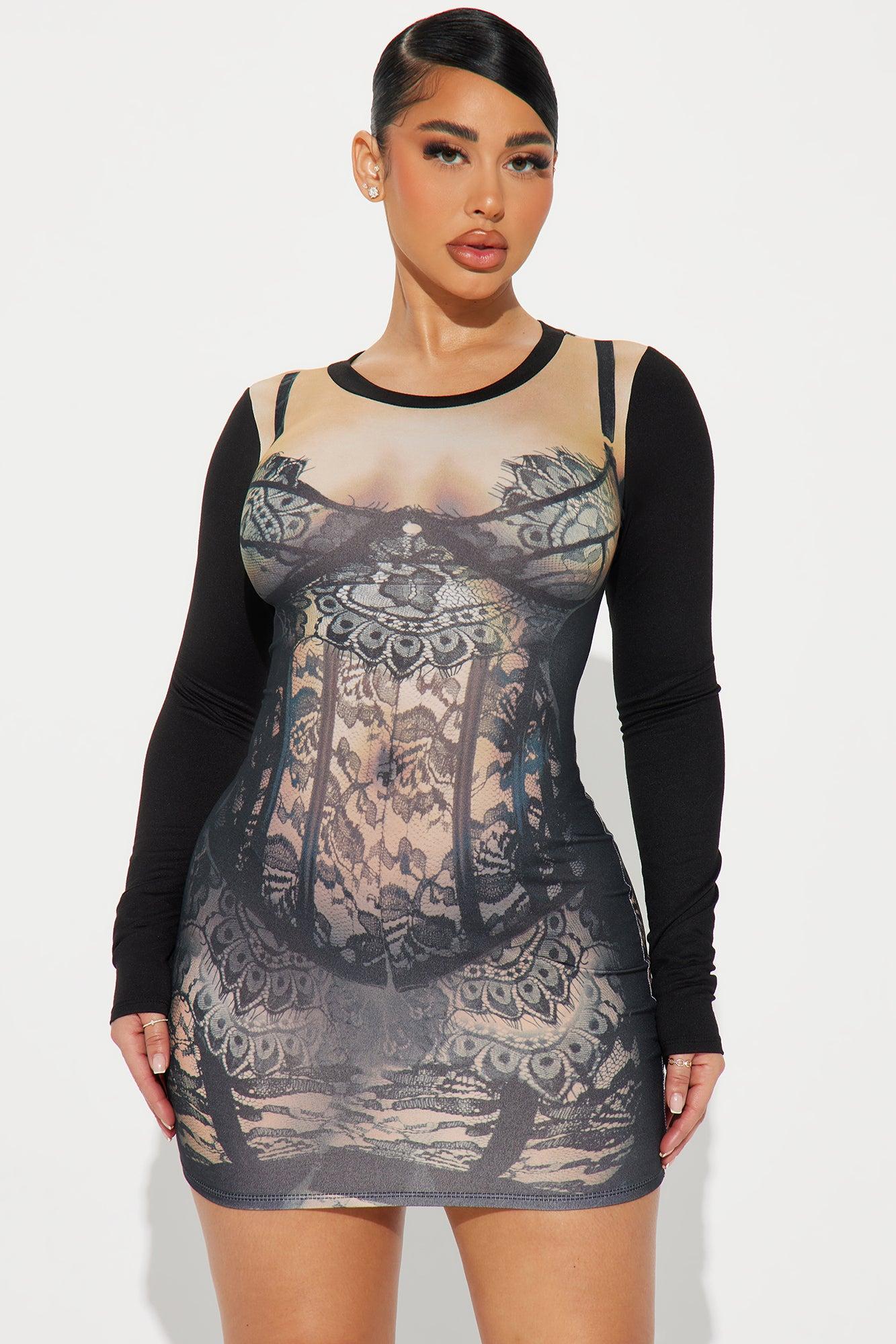 Lacey Body Mini Dress - Nude/combo Product Image