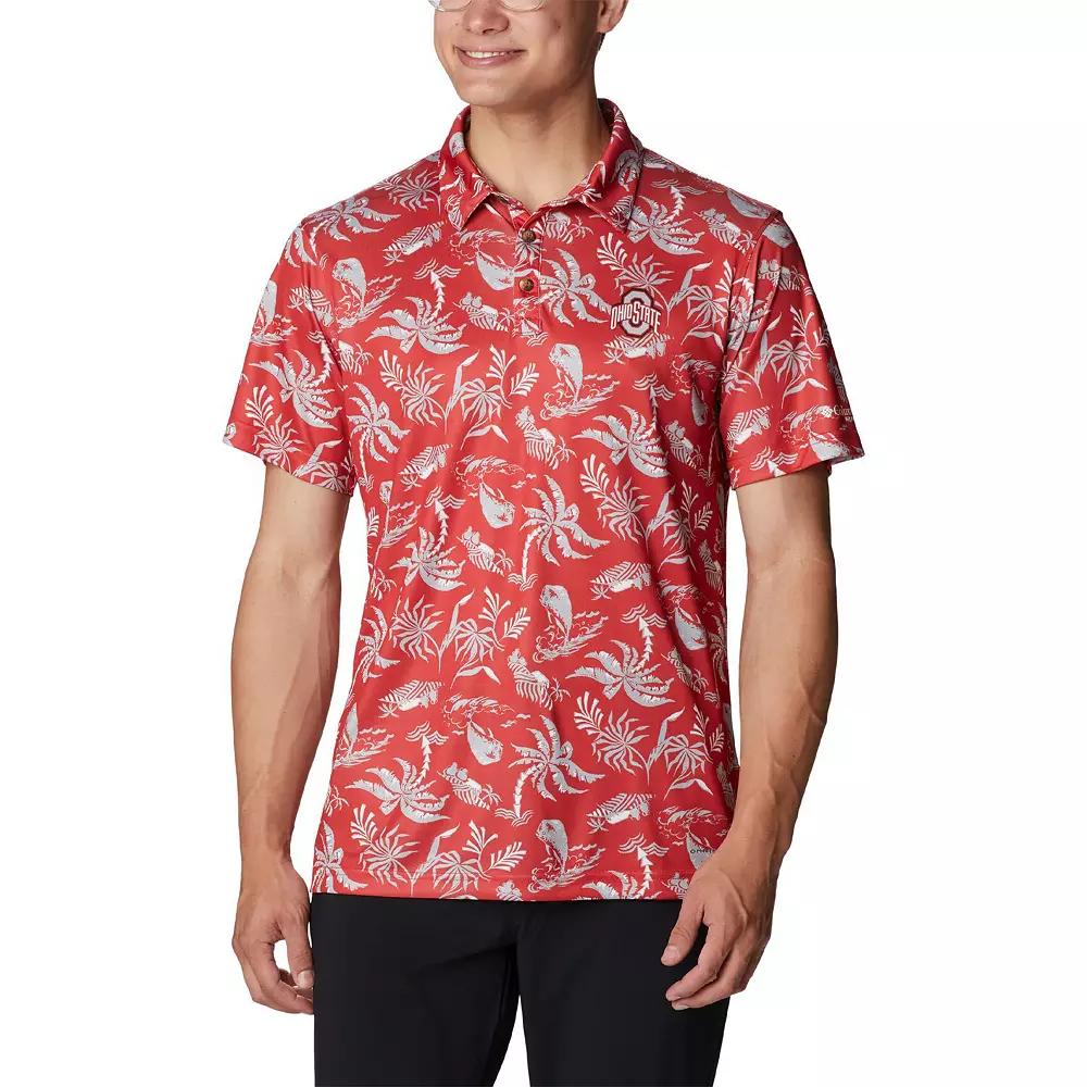 Men's Columbia Scarlet Ohio State Buckeyes Super Terminal Tackle Omni-Shade Polo,  Product Image