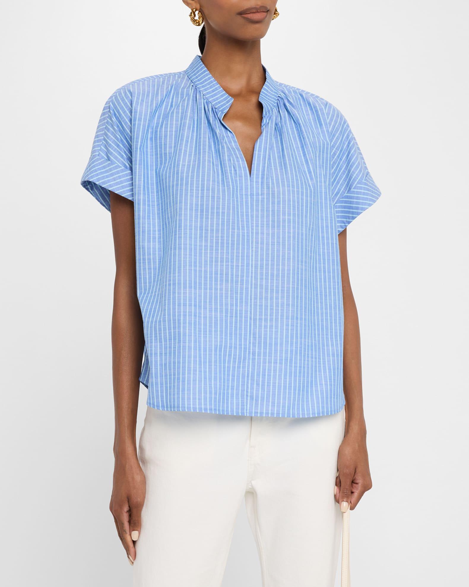 Jay Striped Cotton Chambray Top Product Image