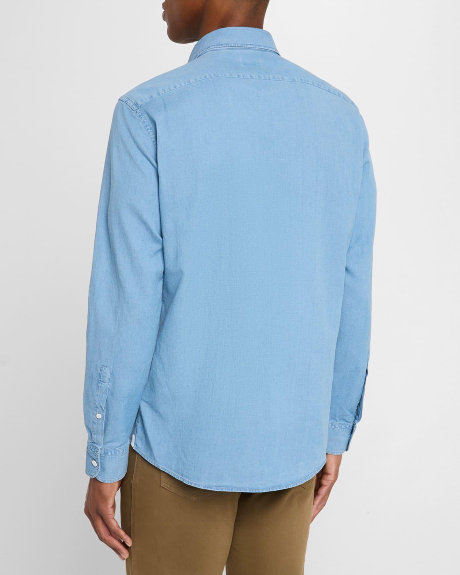 Men's Cotton and Linen Denim Casual Button-Down Shirt Product Image