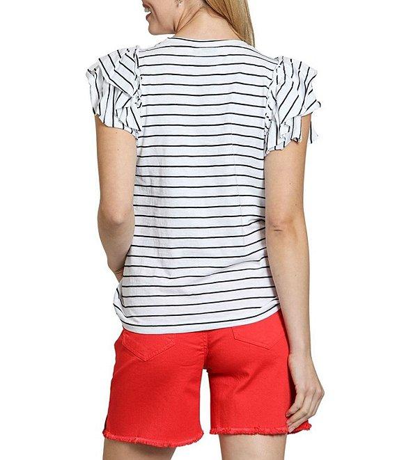 APNY Knit Crew Neck Ruffled Cap Sleeve Tee Product Image