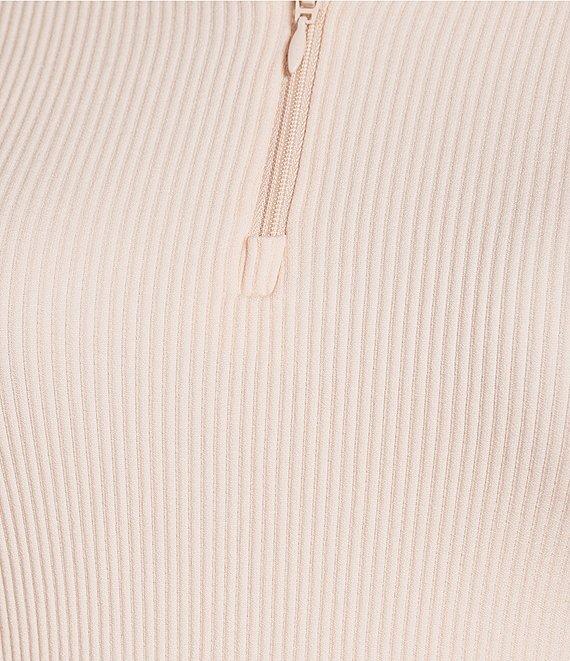 Moa Moa Mock Neck Long Sleeve Quarter Zip Top Product Image