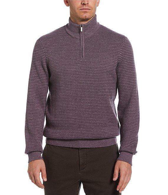 Perry Ellis Tonal Pattern Quarter-Zip Pullover Product Image