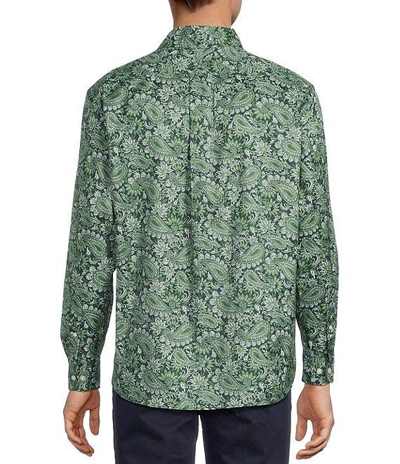 Roundtree & Yorke Big & Tall Long Sleeve Paisley Print Oxford Sport Shirt Product Image
