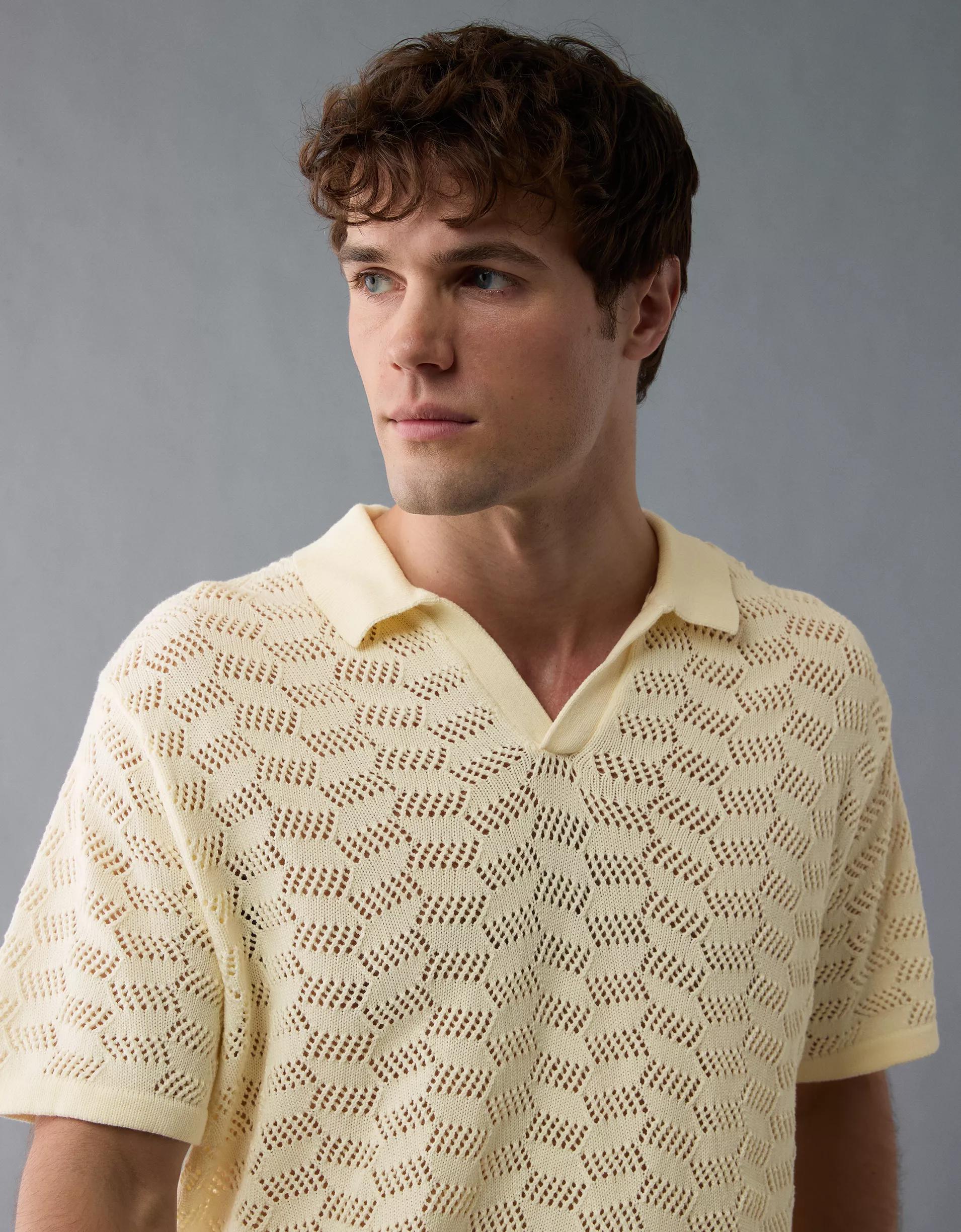 AE Weekend Textured Sweater Polo Shirt Product Image