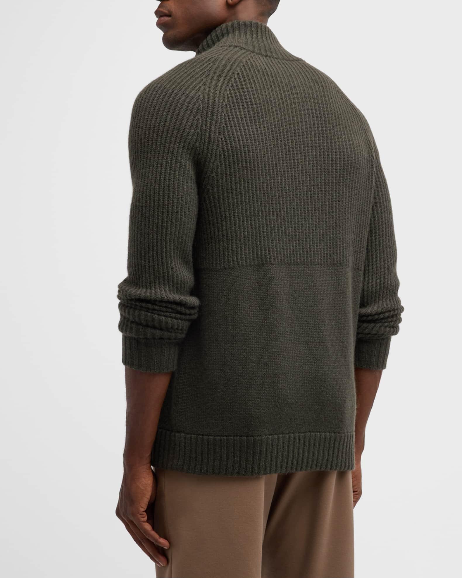 Mens Mixed Rib Full-Zip Sweater Product Image