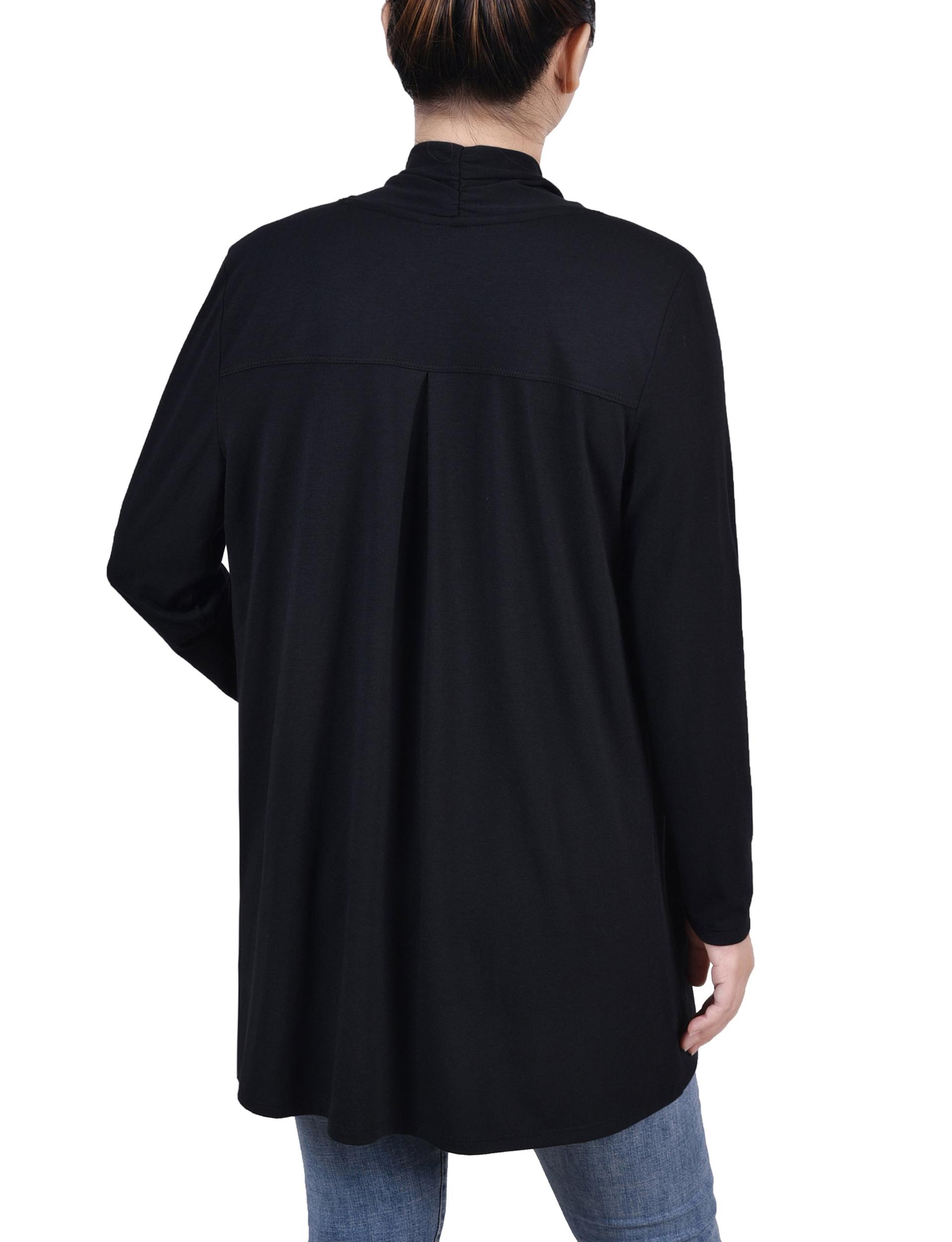 Black Long Sleeve Collared Cardigan Product Image