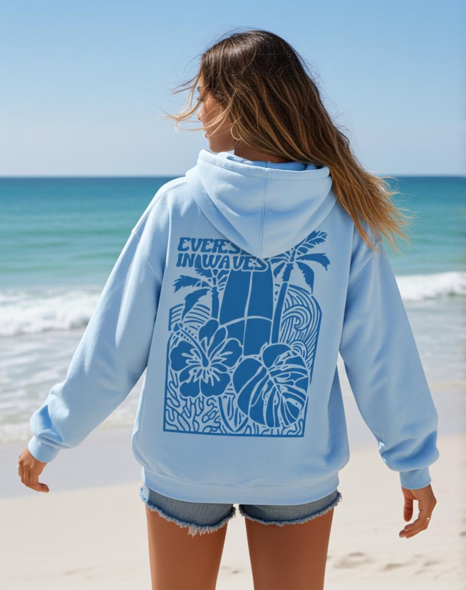 Sopula Everything Comes In Waves Vacation Graphic Oversized Hoodie Product Image