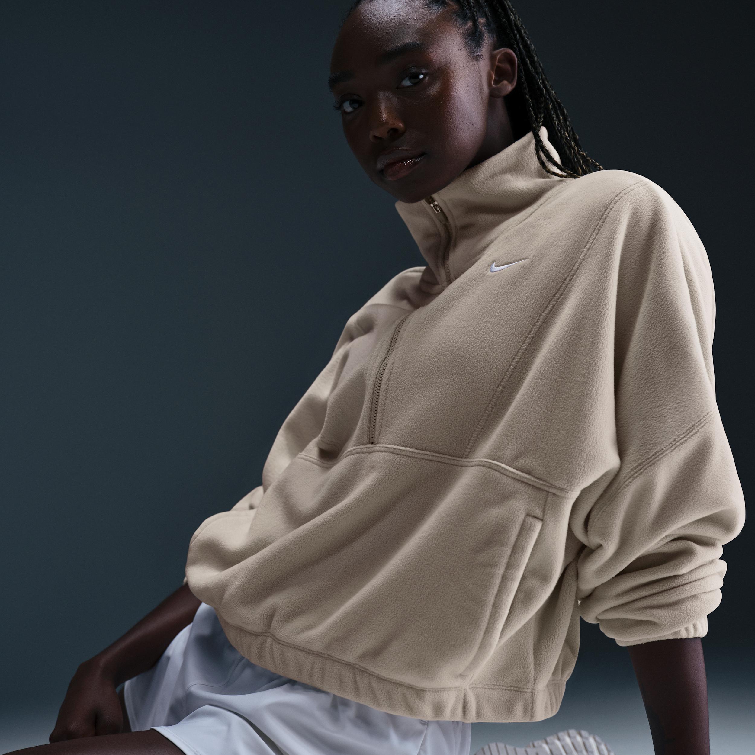 Nike Womens One Therma-FIT Oversized 1/2-Zip Fleece Top | FV7955-104 Product Image